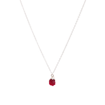 Silver Ruby Raw Crystal Necklace