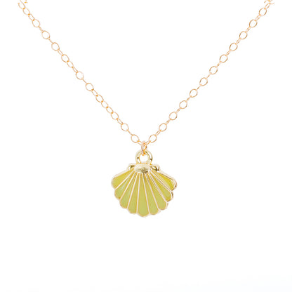 Gold Enamel Shell Necklace