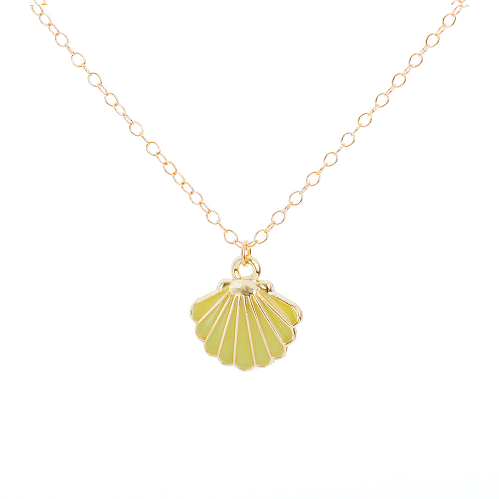 Gold Enamel Shell Necklace