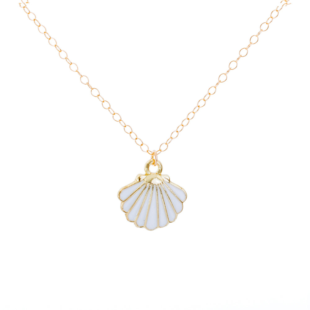 Gold Enamel Shell Necklace - Sustainable minimal jewellery | OMCH – Oh ...