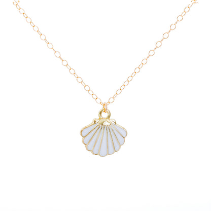 Gold Enamel Shell Necklace