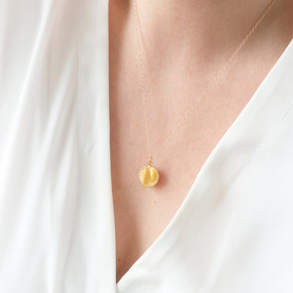 Gold Enamel Durian Fruit Necklace