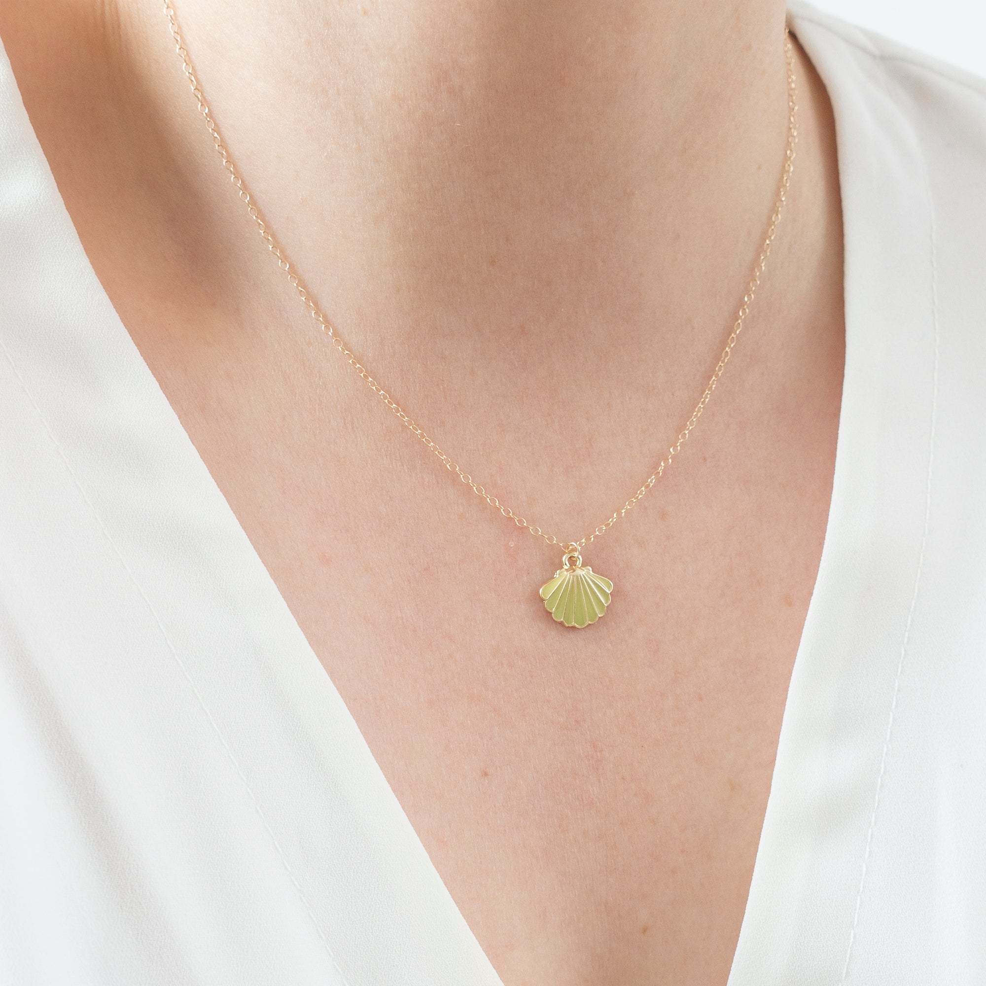 Gold Enamel Shell Necklace - Sustainable minimal jewellery | OMCH – Oh ...