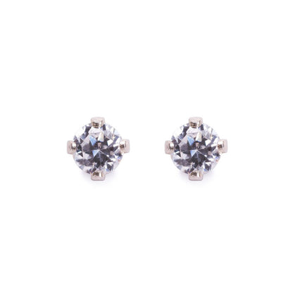 Minimal Silver CZ Diamond Studs