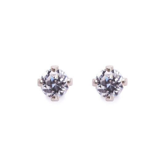 Minimal Silver CZ Diamond Studs