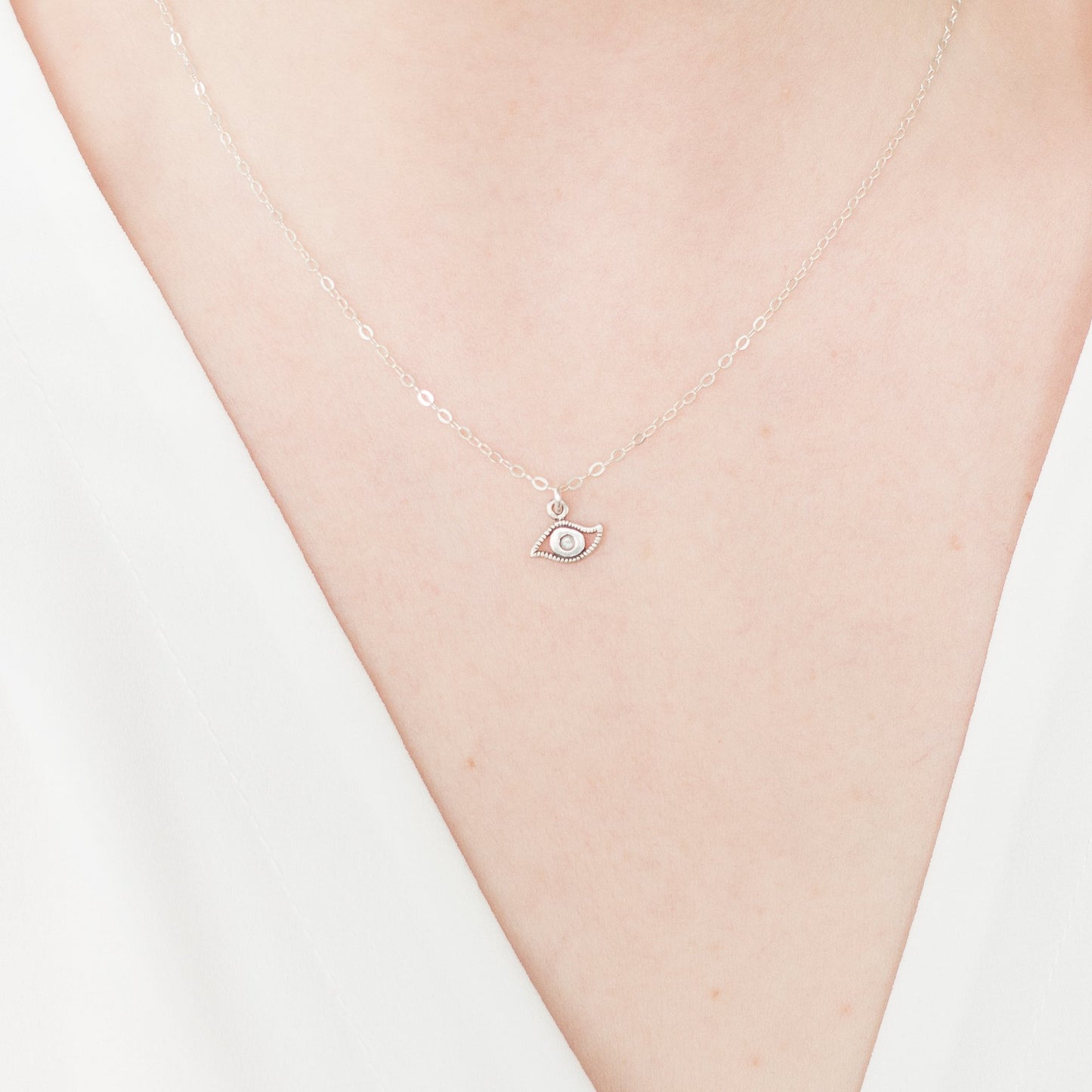 Minimal Silver Eye Necklace