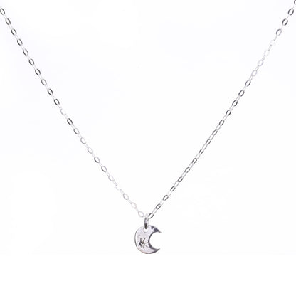 Minimal Silver Crescent Moon Necklace