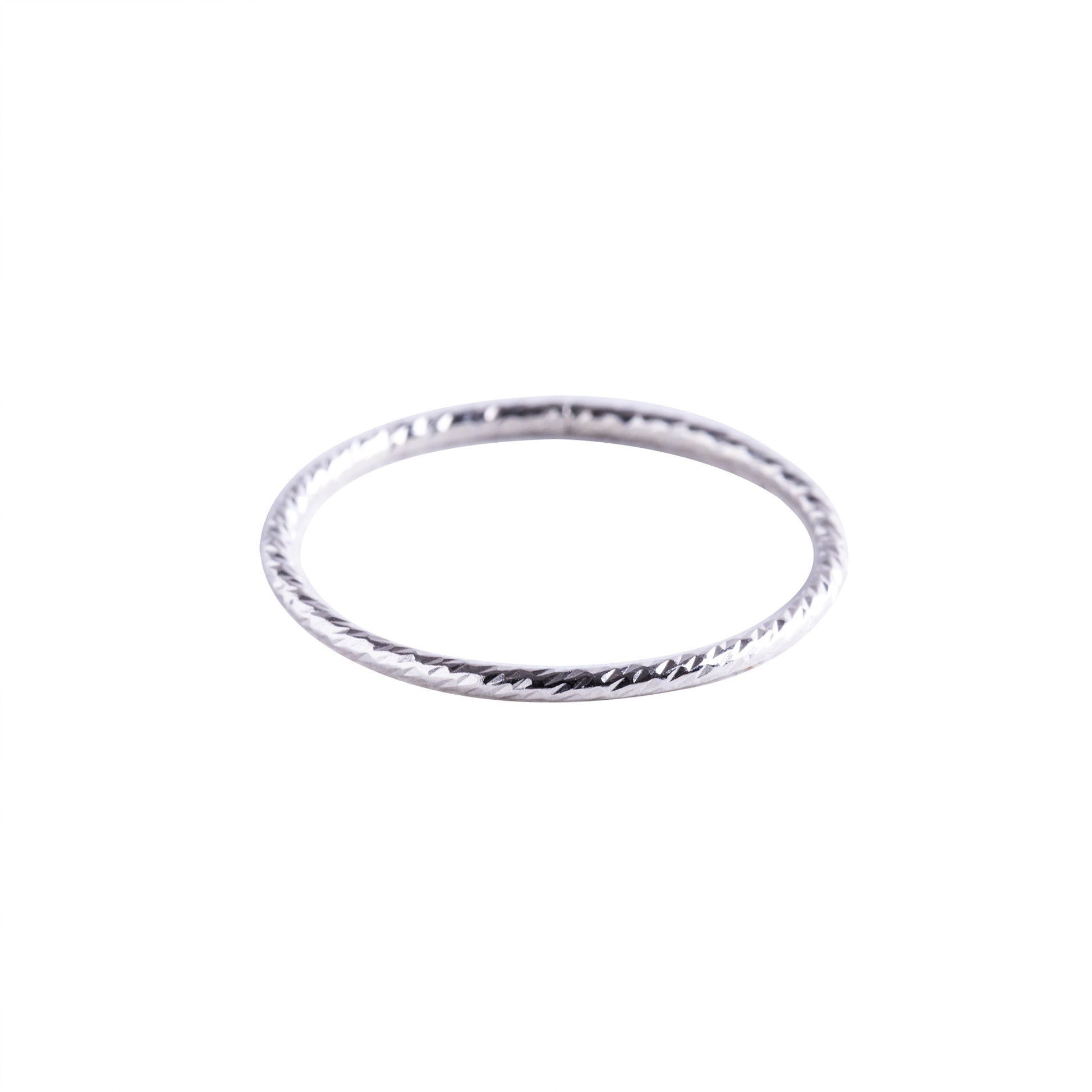 Minimal Silver Textured Stacking Ring