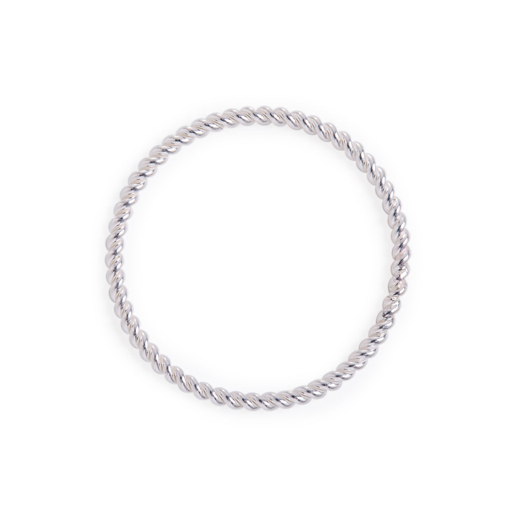 Minimal Silver Twisted Stacking Ring Handmade Birmingham