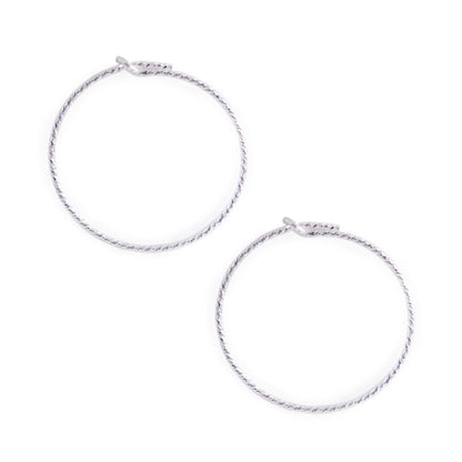 Silver Textured Hoop Earrings