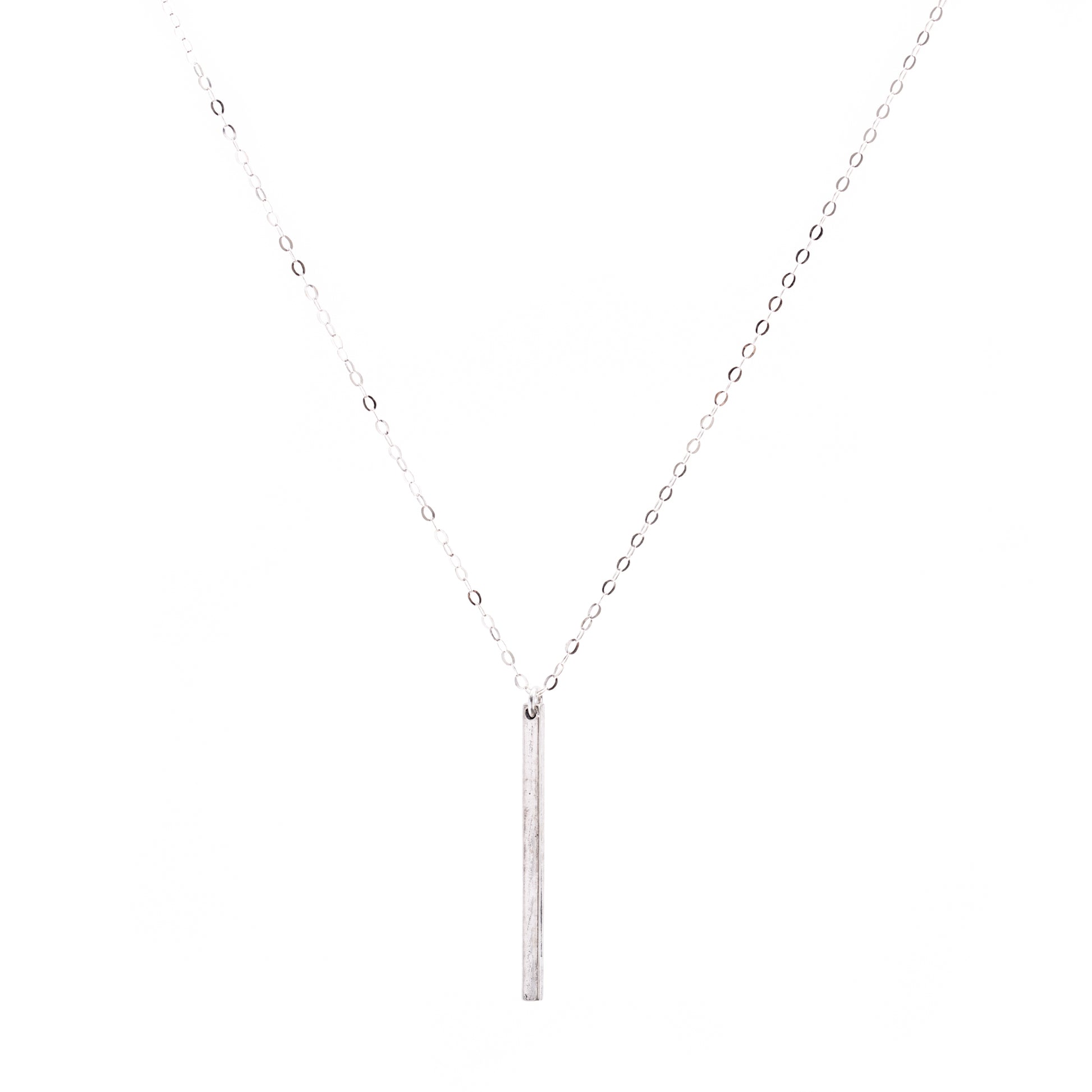 Minimal Silver Vertical Bar Necklace